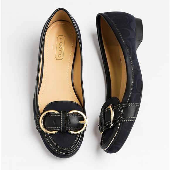 COACH Caden Buckle Loafers Signature Monogram Jacquard Black Sz 8 $238 - Picture 1 of 10